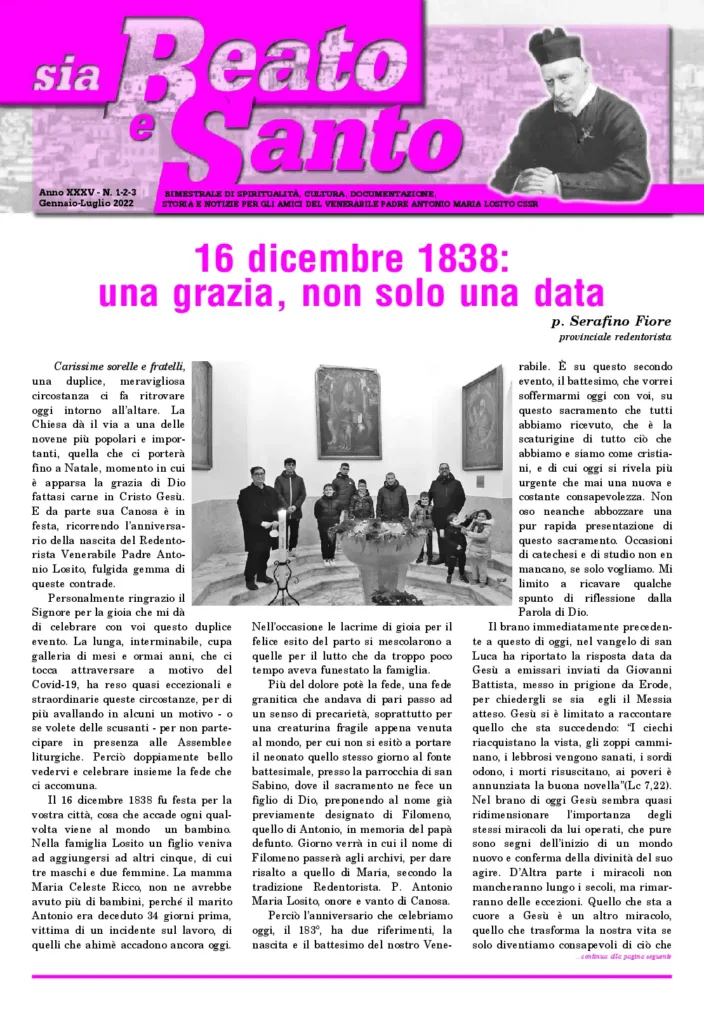 Copertina di Sia Beato e Santo, numero 1-2-3, 2022