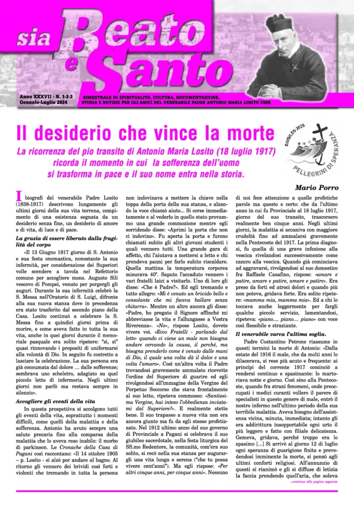 Copertina di Sia Beato e Santo, numero 1-2-3, 2024