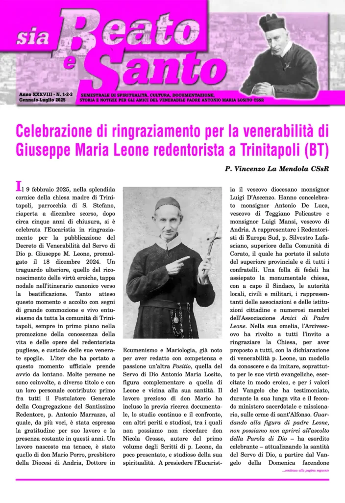 Copertina di Sia Beato e Santo, numero 1-2-3, 2025