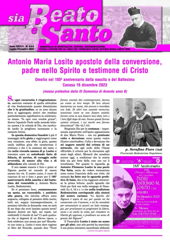 Copertina di Sia Beato e Santo, numero 4-5-6, 2023